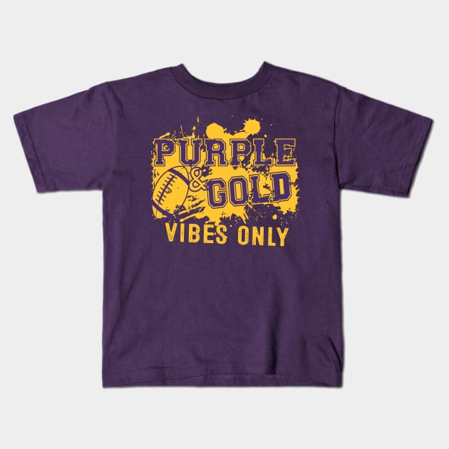 Purple & Gold Game Day For High School Football Group Fans Kids T-Shirt by justiceberate